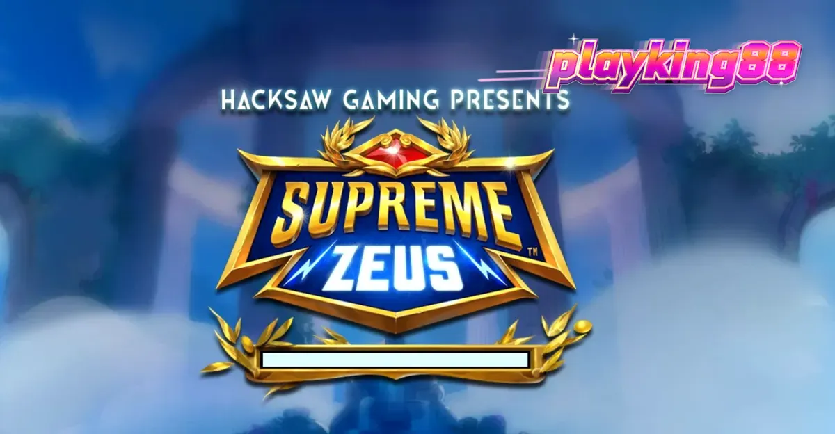 Pemandangan visual slot Supreme Zeus dengan latar belakang Olympus dan petir