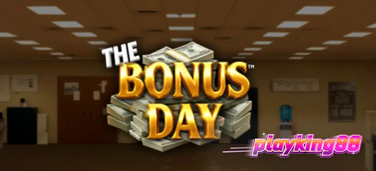 Tampilan visual slot The Bonus Day dengan tema kantor yang penuh warna