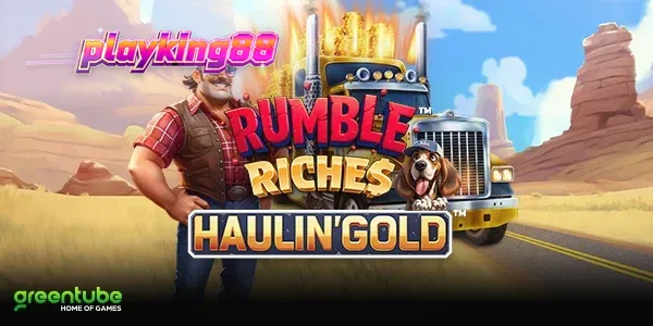 Tampilan visual permainan slot Rumble Riches Haulin Gold dengan tema truk